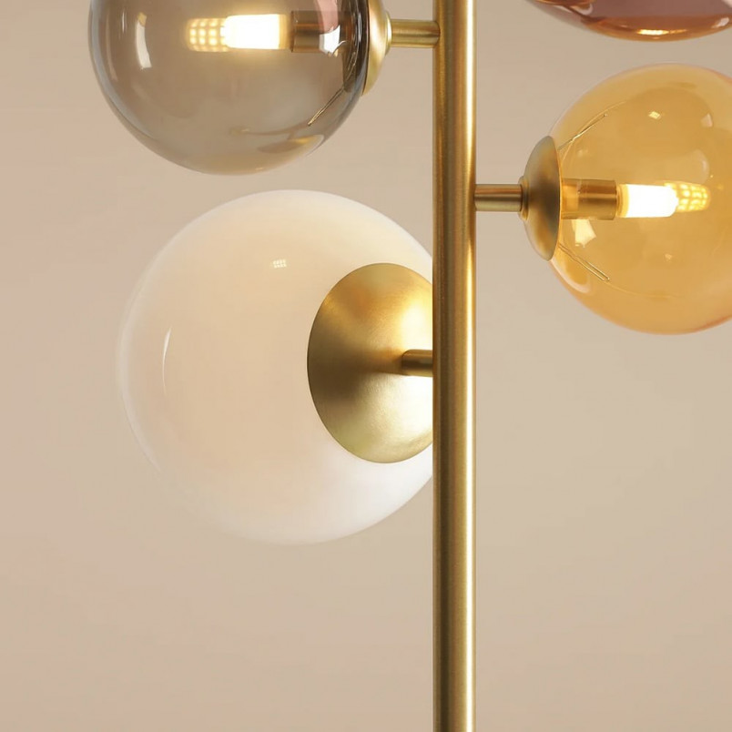 Lampa podłogowa szklane kule Bloom multikolor / mosiądz Aldex