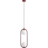 Lampa wisząca 2 szklane kule Riva Red Wine 18,5cm biało-czerwona Aldex