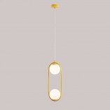 Lampa wisząca 2 szklane kule Riva Mustard 18,5cm biało-żółta Aldex