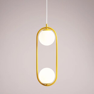 Lampa wisząca 2 szklane kule Riva Mustard 18,5cm biało-żółta Aldex