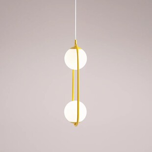 Lampa wisząca 2 szklane kule Riva Mustard 18,5cm biało-żółta Aldex