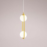 Lampa wisząca 2 szklane kule Riva Mustard 18,5cm biało-żółta Aldex