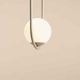 Lampa wisząca szklana kula designerska Riva Beige 14cm biało-beżowa Aldex