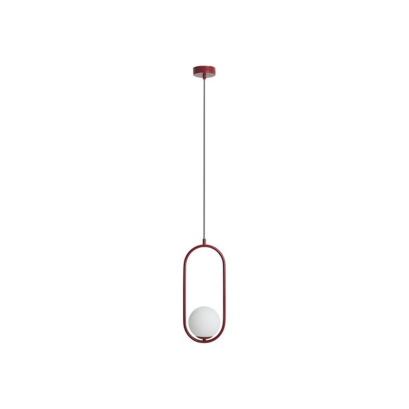 Lampa wisząca szklana kula designerska Riva Red Wine 14cm biało-czerwona Aldex