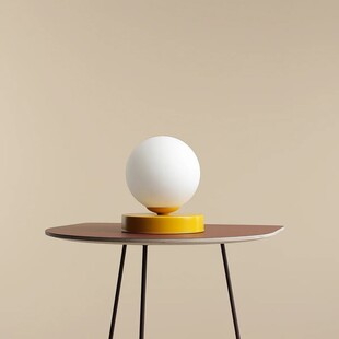 Lampa stołowa szklana kula Ball Colours S Mustard biała Aldex