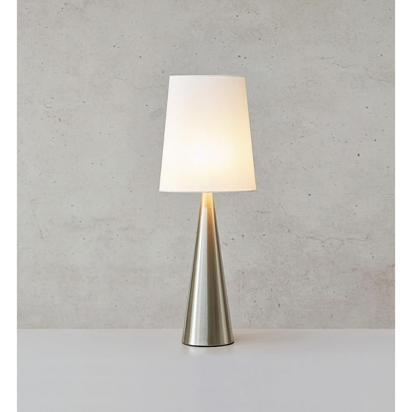 Lampa stołowa nowoczesna z abażurem Conus Satin satynowy nikiel / biały Markslojd