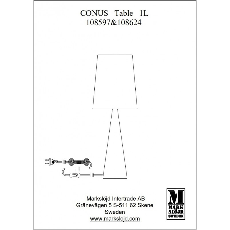 Lampa stołowa nowoczesna z abażurem Conus Satin satynowy nikiel / biały Markslojd