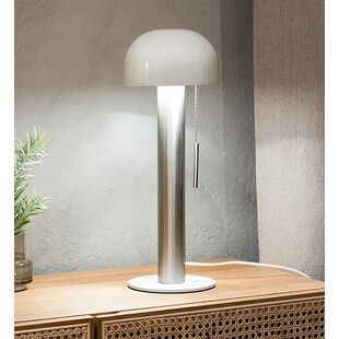Lampa stołowa z włącznikiem łańcuszkowym Costa satynowy nikiel / biały Markslojd