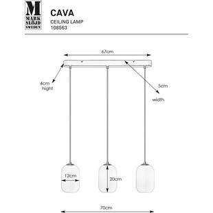 Lampa wisząca szklana 3 punktowa Cava 72cm biały / czarny Markslojd