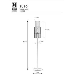Lampa stołowa szklana tuba Tubo 65cm satynowy nikiel / przeźroczysty Markslojd