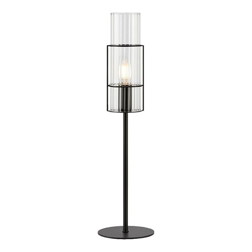 Lampa stołowa szklana tuba Tubo 50cm czarny / przeźroczysty Markslojd