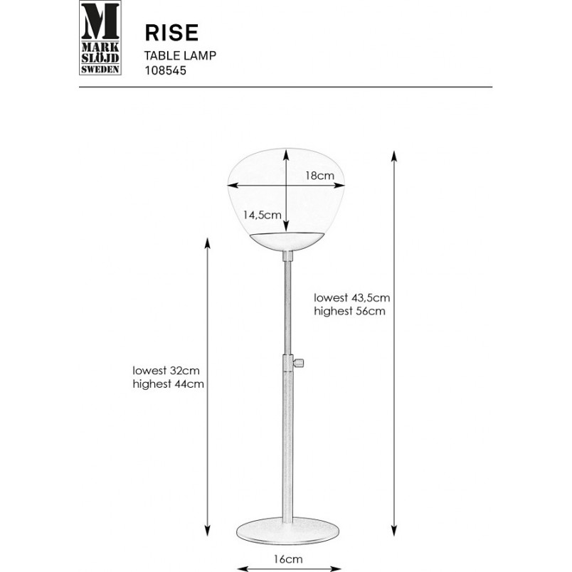 Lampa stołowa szklana Rise Small biały / czarny Markslojd