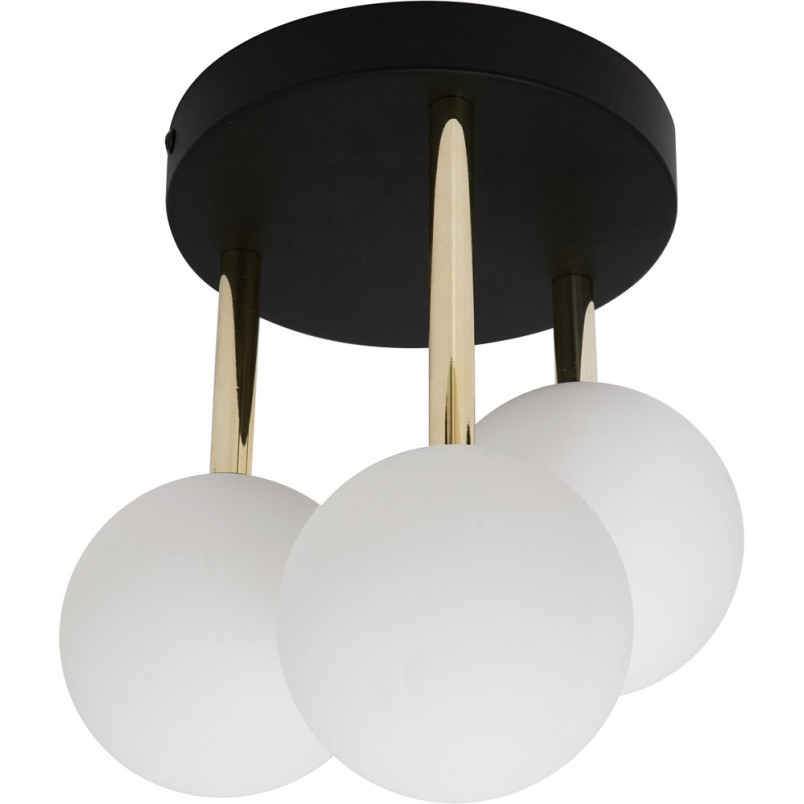 Lampa sufitowa szklane kule Ali Round III 19,3cm biały / czarny / złoty Zumaline