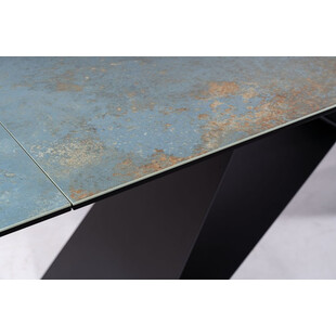 Stół rozkładany nowoczesny Westin Ceramic 160x90cm turkusowy ossido verde / czarny mat Signal