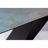 Stół rozkładany nowoczesny Westin Ceramic 160x90cm turkusowy ossido verde / czarny mat Signal