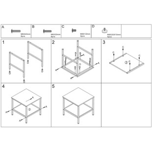 Zestaw stolików kwadratowych Wendy brąz rustykalny / czarny Signal