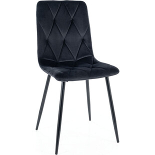Krzesło welurowe pikowane Tom Velvet czarne Signal