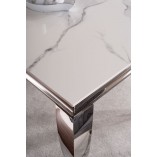 Stolik kwadratowy glamour Prince Ceramic 55x55cm biała calacatta / chrom Signal