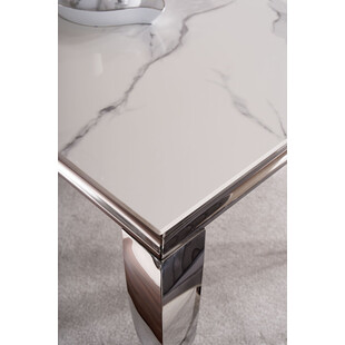 Stolik kawowy glamour Prince Ceramic 120x60cm biała calacatta / chrom Signal