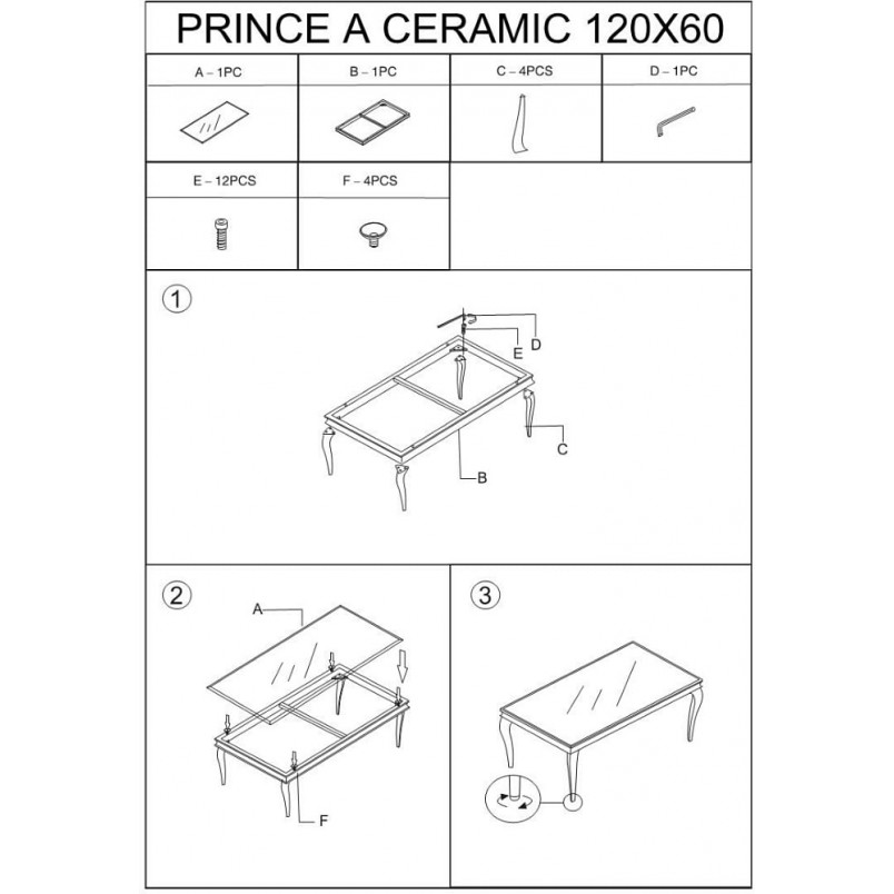 Stolik kawowy glamour Prince Ceramic 120x60cm biała calacatta / chrom Signal