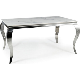 Stół glamour Prince Ceramic 180x90cm biała calacatta / chrom Signal