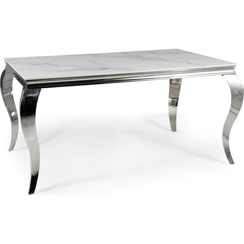 Stół glamour Prince Ceramic 180x90cm biała calacatta / chrom Signal