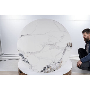 Stół ceramiczny glamour Murano 120cm biały efekt marmuru / chrom Signal