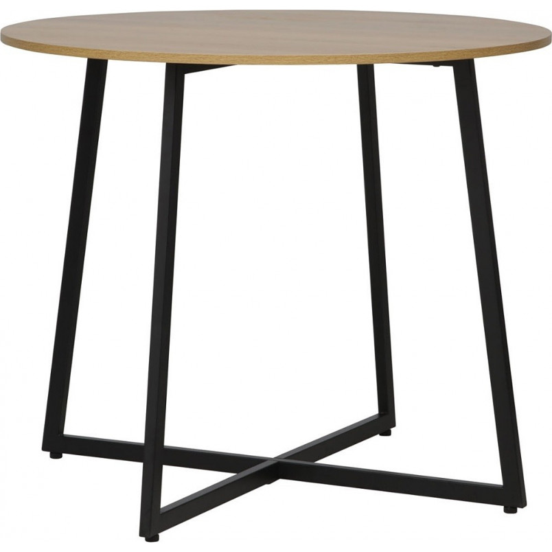 Stół okrągły loft Luna 90cm dąb / czarny mat Signal