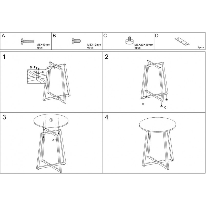Stół okrągły loft Luna 90cm dąb / czarny mat Signal