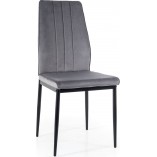 Krzesło welurowe z wysokim oparciem Atom Velvet Bluvel 14 szary / czarny mat Signal
