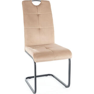 Krzesło welurowe nowoczesne na płozie Axo Velvet Bluvel 28 beżowy / czarny Signal