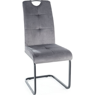 Krzesło welurowe nowoczesne na płozie Axo Velvet Bluvel 14 szary / czarny Signal