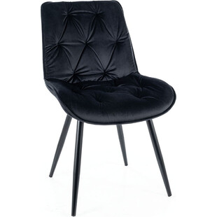 Krzesło welurowe pikowane Cherry II Velvet czarny / czarny mat Signal