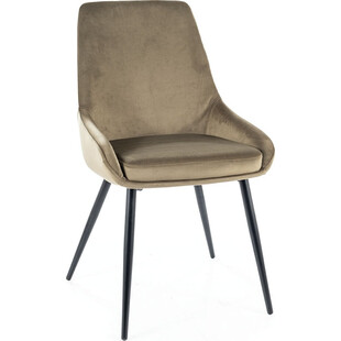 Krzesło welurowe Cobe Velvet oliwkowy / czarny mat Signal