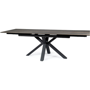 Stół rozkładany z ceramicznym blatem Columbus 160-240x90cm efekt drewna / czarny mat Signal