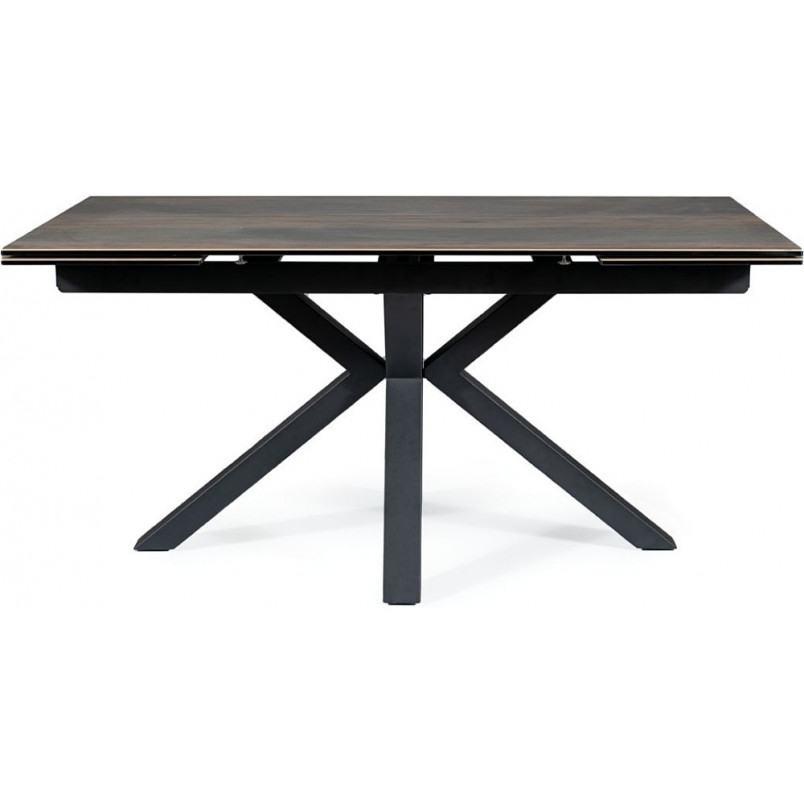 Stół rozkładany z ceramicznym blatem Columbus 160-240x90cm efekt drewna / czarny mat Signal