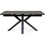 Stół rozkładany z ceramicznym blatem Columbus 160-240x90cm efekt drewna / czarny mat Signal