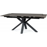 Stół rozkładany z ceramicznym blatem Columbus 160-240x90cm efekt drewna / czarny mat Signal