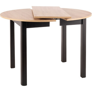 Stół okrągły rozkładany Dante 102cm dąb artisan / czarny mat Signal