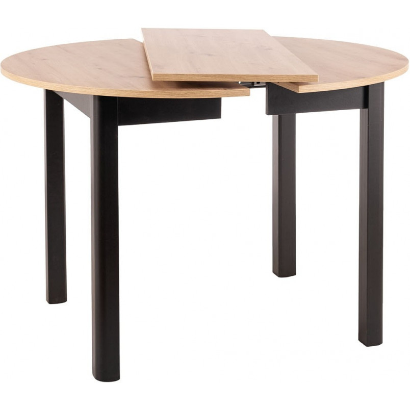 Stół okrągły rozkładany Dante 102cm dąb artisan / czarny mat Signal