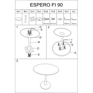 Stół okrągły na jednej nodze Espero 90cm biały marmur / biały Signal