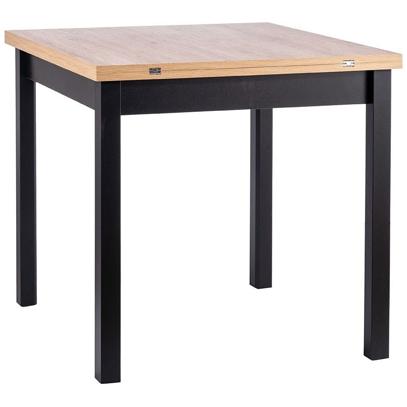 Stół kwadratowy rozkładany Flip 80x80cm dąb aristan / czarny Signal