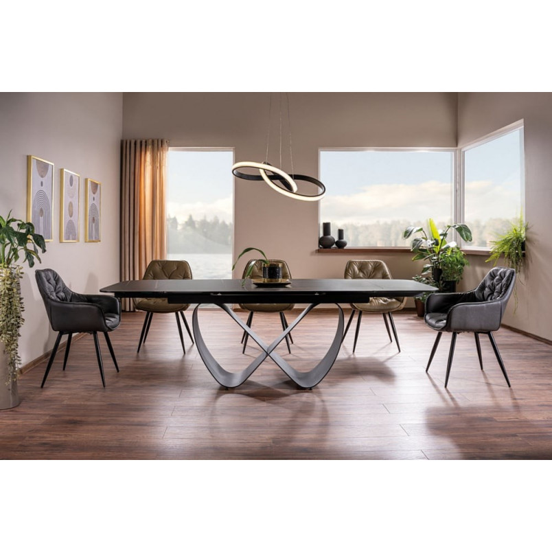 Stół nowoczesny rozkładany Infinity Ceramic 160x95cm azario black / czarny mat Signal