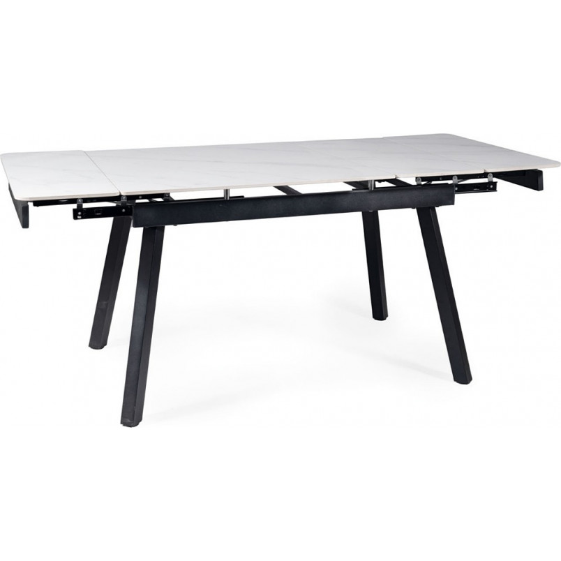 Stół rozkładany ceramiczny John 120-180x85cm biały efekt marmuru / czarny Signal