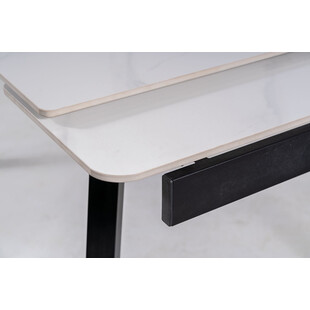 Stół rozkładany ceramiczny John 120-180x85cm biały efekt marmuru / czarny Signal