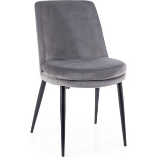 Krzesło welurowe z okrągłym siedziskiem Kayla Velvet szare Signal