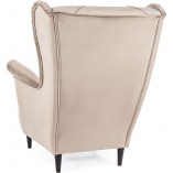 Fotel welurowy pikowany Chesterfield Lady Velvet ciemny beż Signal