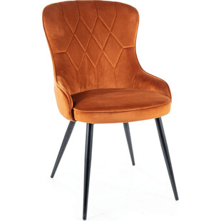 Krzesło welurowe pikowane Lotus Velvet rudy Signal