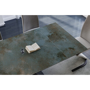 Stół rozkładany nowoczesny Westin Ceramic 160x90cm turkusowy ossido verde / czarny mat Signal