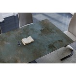 Stół rozkładany nowoczesny Westin Ceramic 160x90cm turkusowy ossido verde / czarny mat Signal